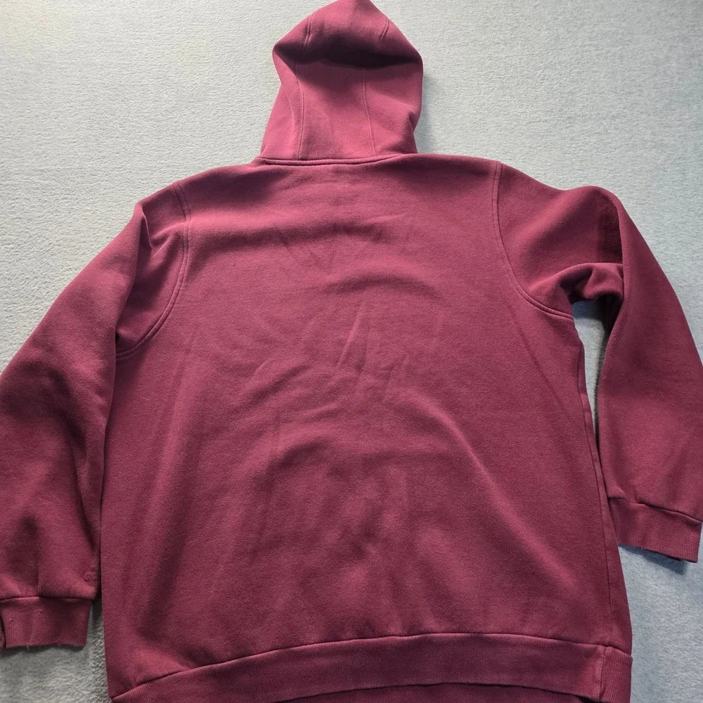 Adidas Men's M Maroon‎ Burgundy Fleece Hoodie Pullover Sweatshirt Graphic Logo